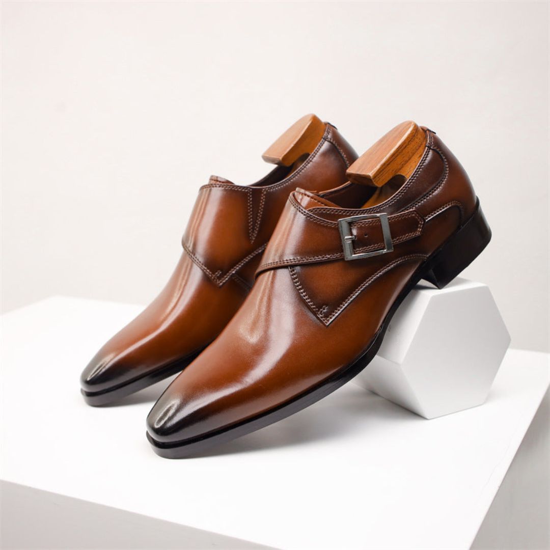 Giovanni Leder-Monk-Strap-Schuhe