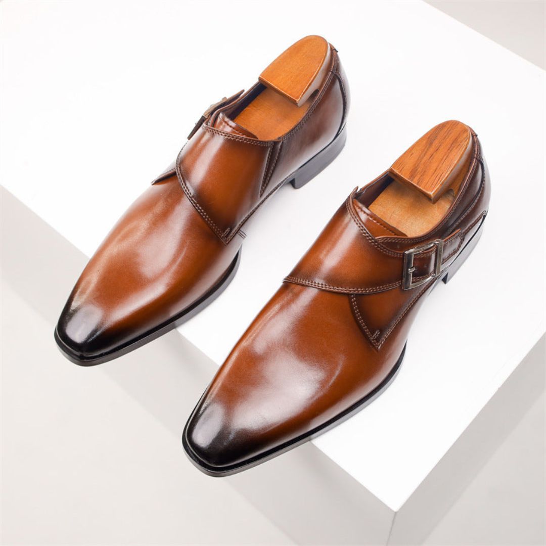 Giovanni Leder-Monk-Strap-Schuhe